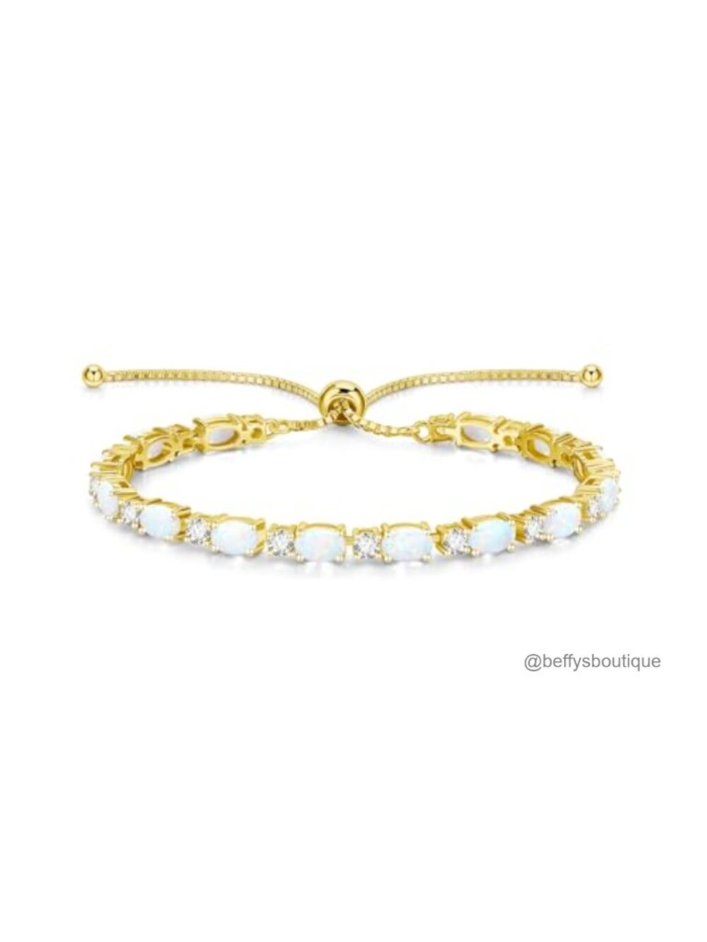 14K Gold Plated Sterling Silver Adjustable Bolo Tennis Bracelet for Women